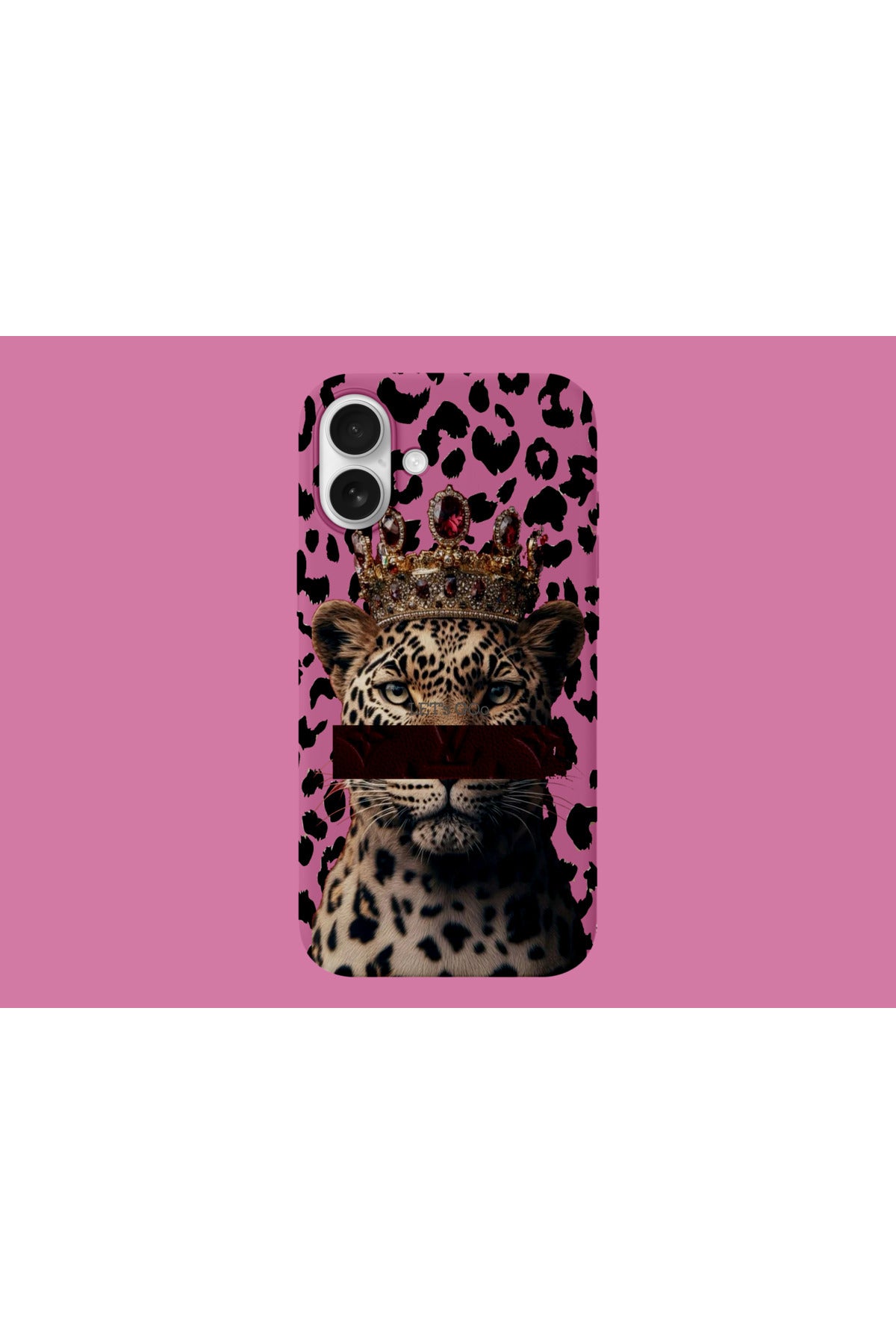 WOTOBEUS İçi Kadife Premium Hissiyat Royal Leopard Serisi: Taçlı Leopar Tasarım Kılıf