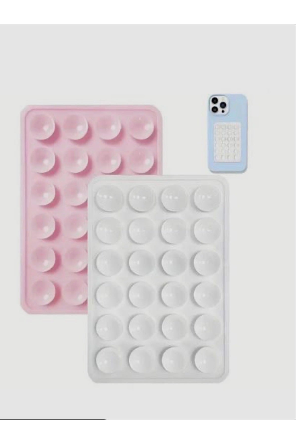 WOTOBEUS Silikonlu Vantuz Beyaz ve Pembe Telefon Vantuz Tutucu 2 Adet