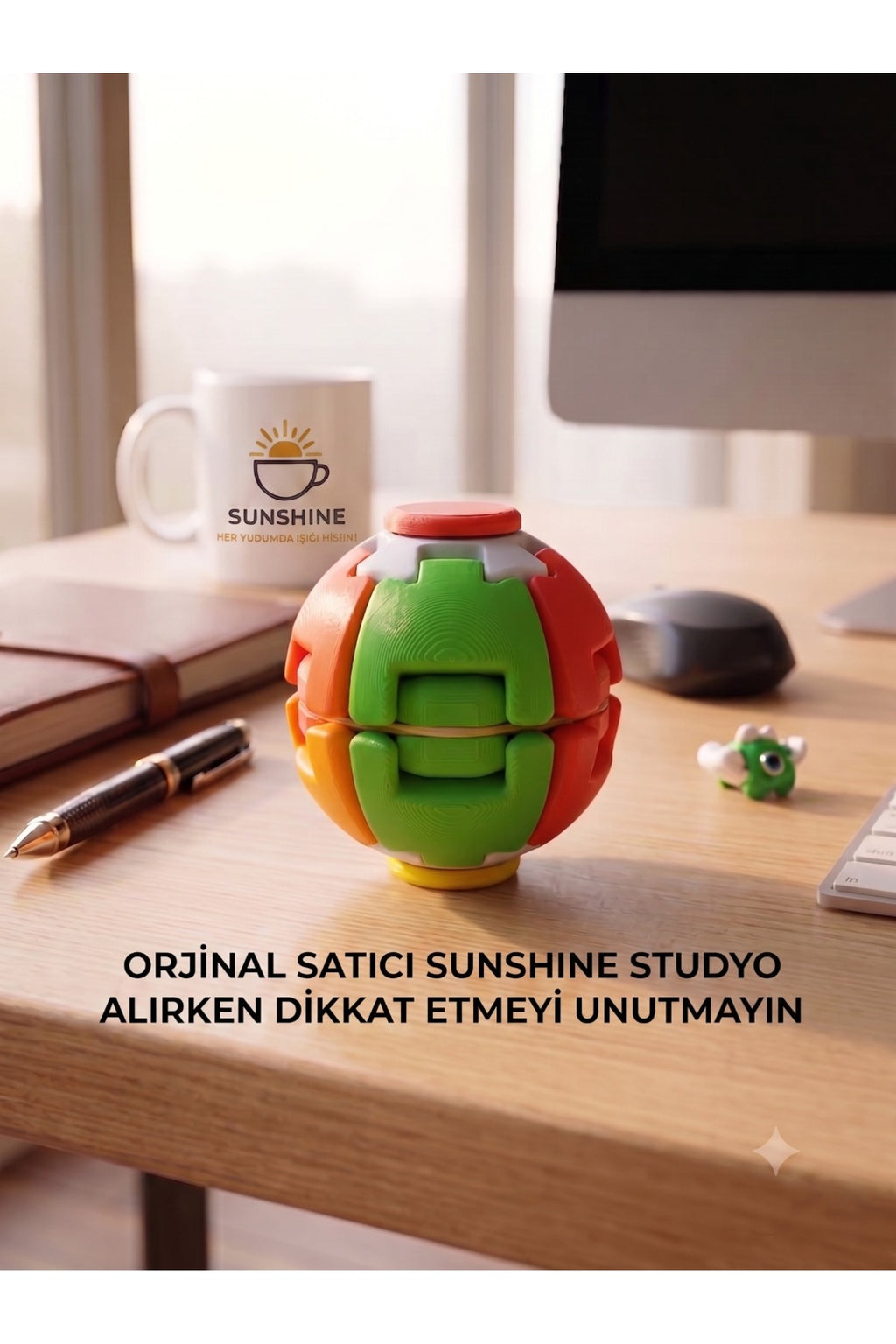 WOTOBEUS Basmalı Döner Spin Ball Stres Topu - Mekanik Tuşlu Odaklanma Ve Eğlenceli Zeka Oyuncağı