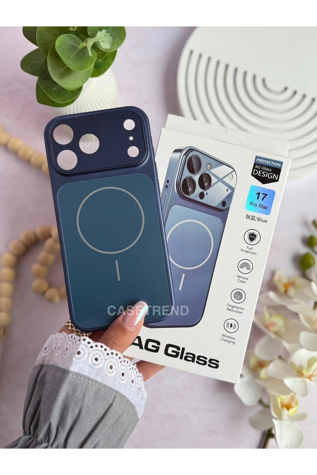 WOTOBEUS iPhone (15 Pro Max) uyumlu AG Glass MagSafe Destekli 17 Pro Max Dönüştürücü Kılıf