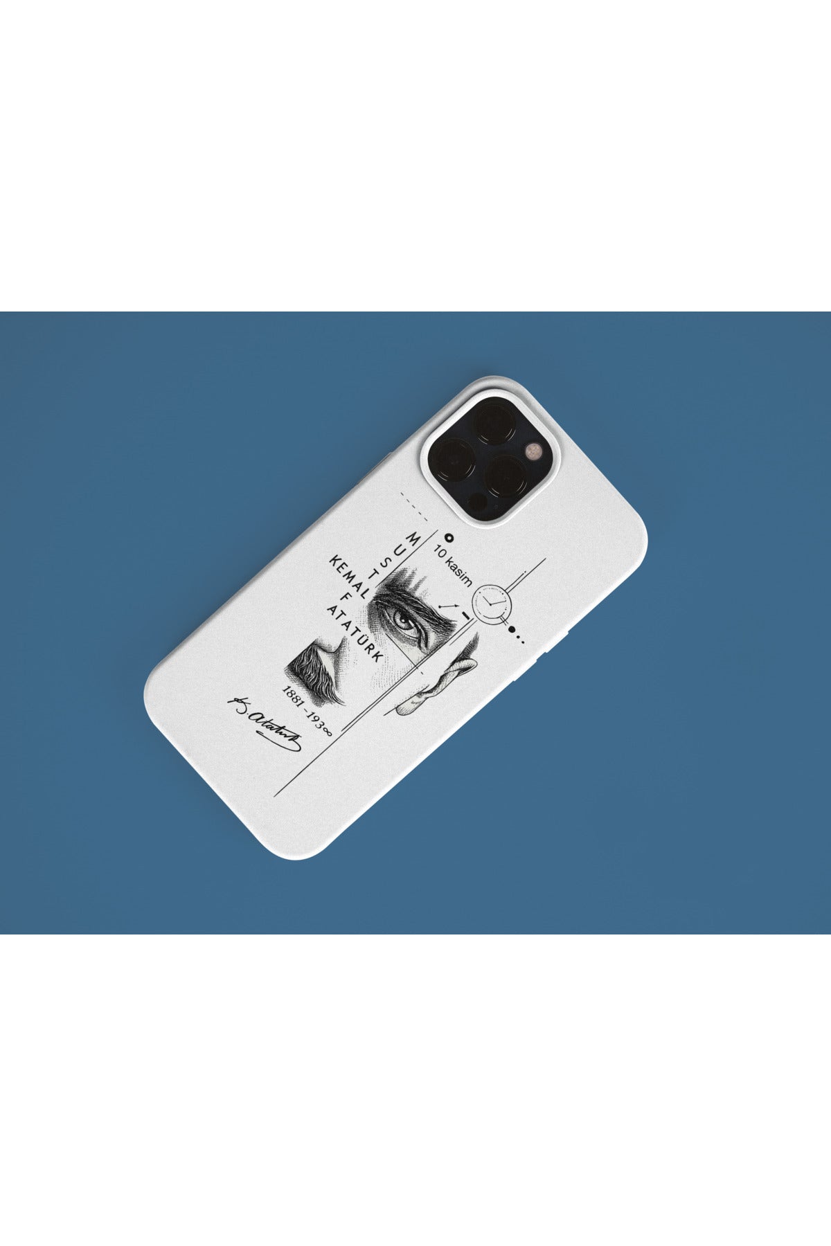 WOTOBEUS Atatürk Köşe Tasarım İçi Kadife Dışı Premium Silikon 10 Kasım Çalışma Telefon Kılıfı