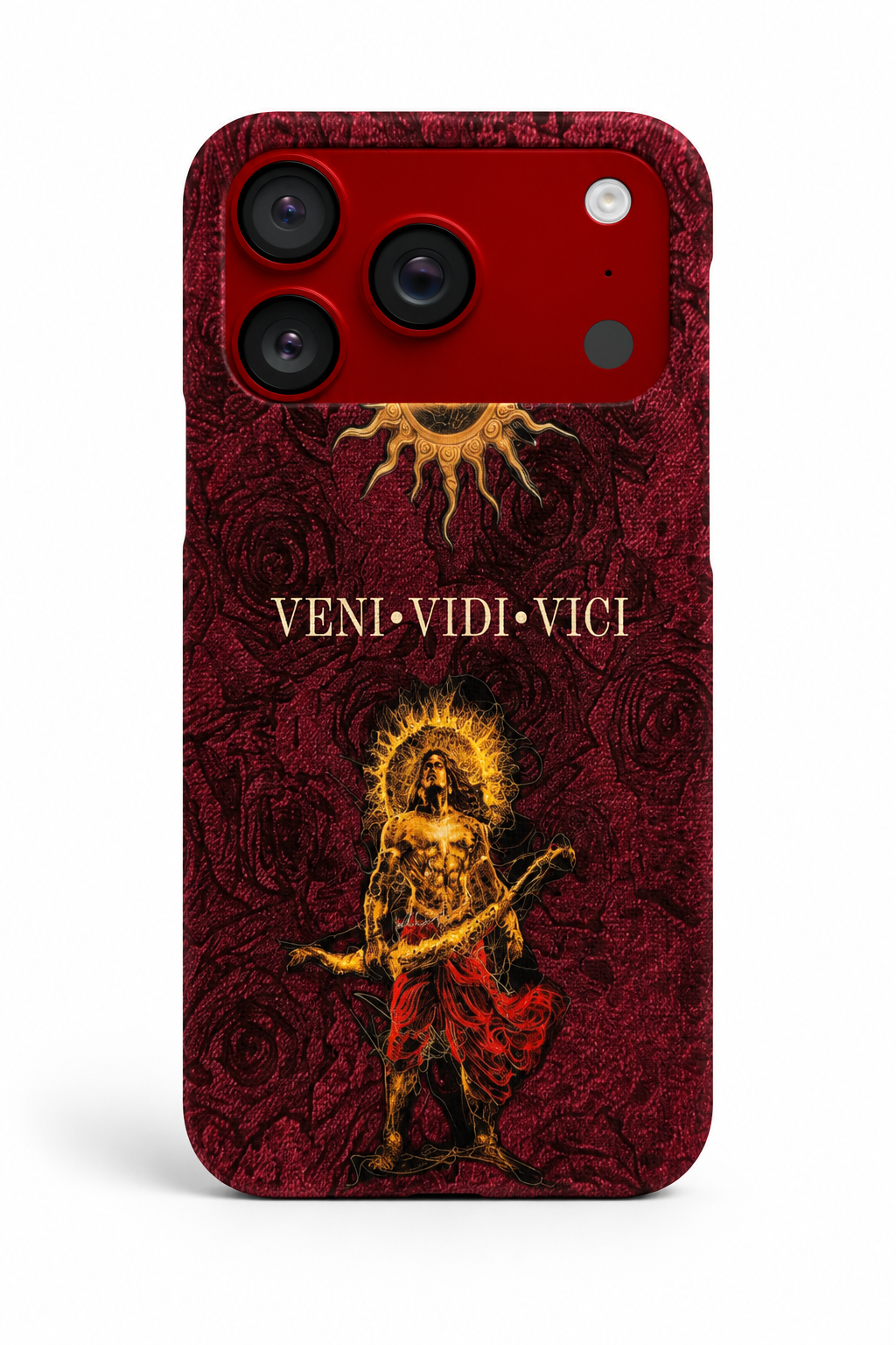 WOTOBEUS Bordo Veni Vidi Vici Ateş Figürü Tasarımlı Telefon Kılıfı
