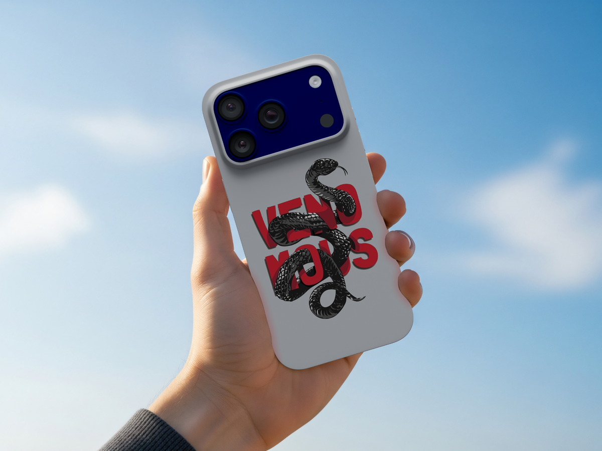 WOTOBEUS Gri Venomous Yılan Tasarımlı Telefon Kılıfı elde görünüm