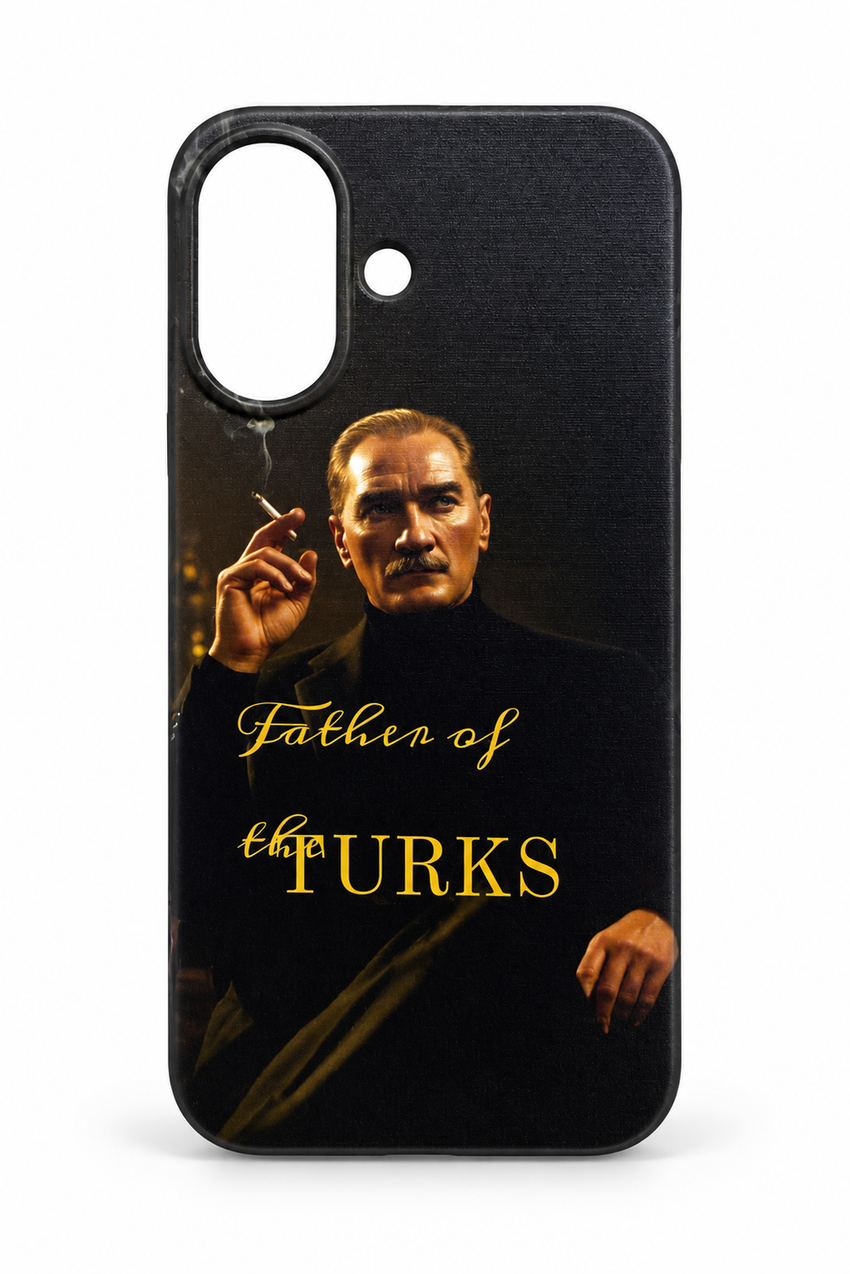 WOTOBEUS Atatürk desenli telefon kılıfı — beyaz stüdyo fonu, 850 × 1274